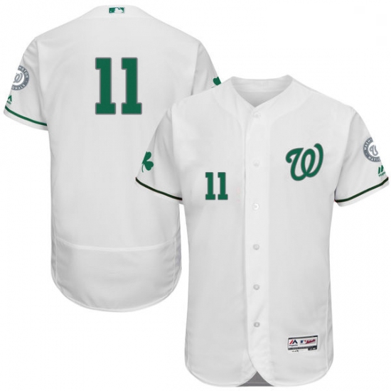 Mens Majestic Washington Nationals 11 Ryan Zimmerman White Celtic Flexbase Authentic Collection MLB 