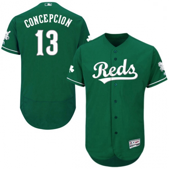 Mens Majestic Cincinnati Reds 13 Dave Concepcion Green Celtic Flexbase Authentic Collection MLB Jers