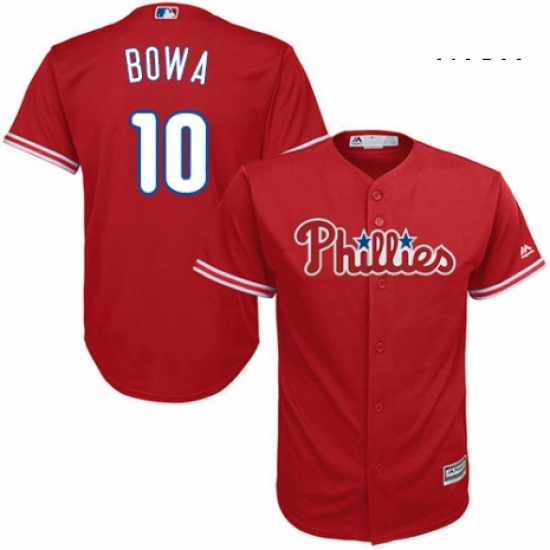 Mens Majestic Philadelphia Phillies 10 Larry Bowa Replica Red Alternate Cool Base MLB Jersey