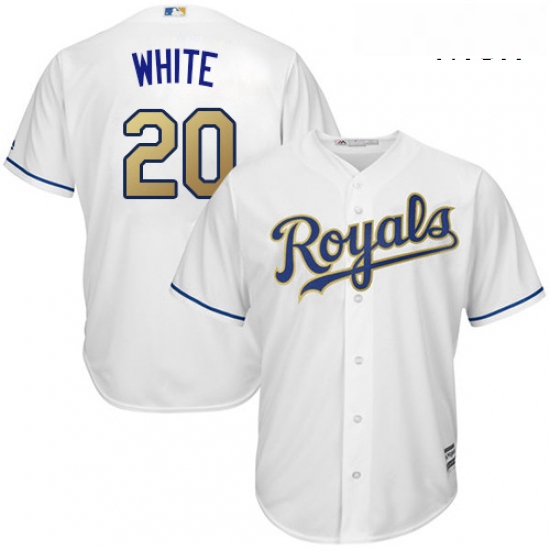 Mens Majestic Kansas City Royals 20 Frank White Replica White Home Cool Base MLB Jersey