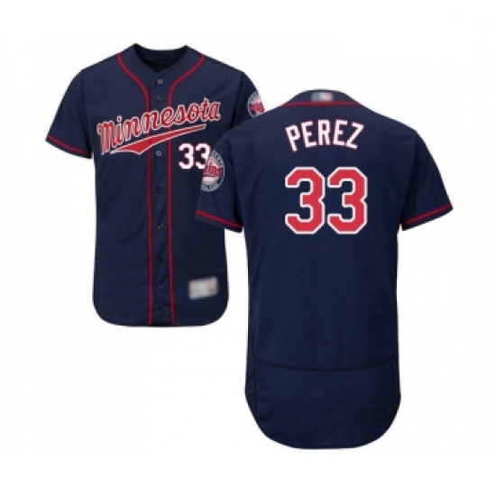 Mens Minnesota Twins 33 Martin Perez Navy Blue Alternate Flex Base Authentic Collection Baseball Jer