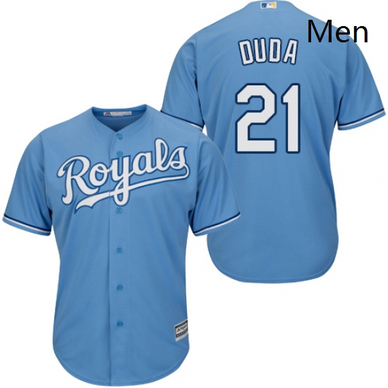 Mens Majestic Kansas City Royals 21 Lucas Duda Replica Light Blue Alternate 1 Cool Base MLB Jersey