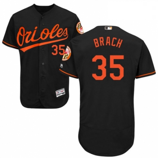 Mens Majestic Baltimore Orioles 35 Brad Brach Black Alternate Flex Base Authentic Collection MLB Jer