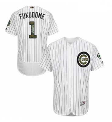 Mens Majestic Chicago Cubs 1 Kosuke Fukudome Authentic White 2016 Memorial Day Fashion Flex Base MLB