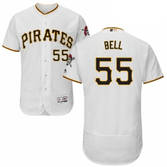 Mens Majestic Pittsburgh Pirates 55 Josh Bell White Home Flex Base Authentic Collection MLB Jersey