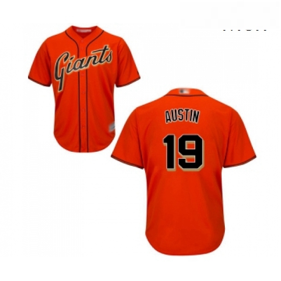 Mens San Francisco Giants 19 Tyler Austin Replica Orange Alternate Cool Base Baseball Jersey