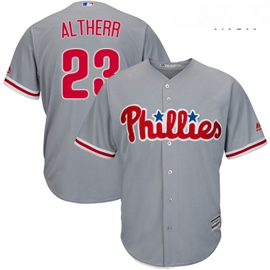 Mens Majestic Philadelphia Phillies 23 Aaron Altherr Replica Grey Road Cool Base MLB Jersey