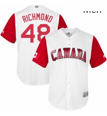 Mens Canada Baseball Majestic 48 Scott Richmond White 2017 World Baseball Classic Replica Team Jerse