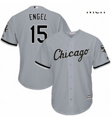 Mens Majestic Chicago White Sox 15 Adam Engel Replica Grey Road Cool Base MLB Jersey