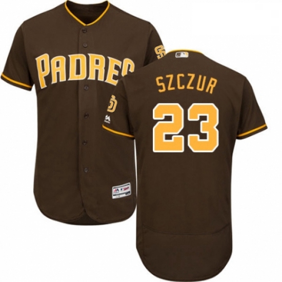 Mens Majestic San Diego Padres 23 Matt Szczur Brown Alternate Flex Base Authentic Collection MLB Jer