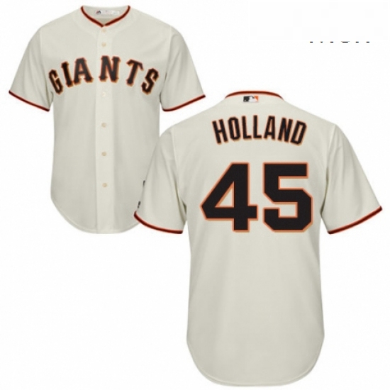 Mens Majestic San Francisco Giants 45 Derek Holland Replica Cream Home Cool Base MLB Jersey