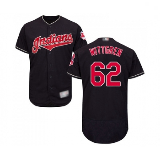 Mens Cleveland Indians 62 Nick Wittgren Navy Blue Alternate Flex Base Authentic Collection Baseball 