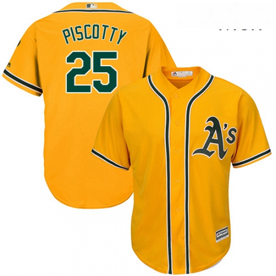 Mens Majestic Oakland Athletics 25 Stephen Piscotty Replica Gold Alternate 2 Cool Base MLB Jersey