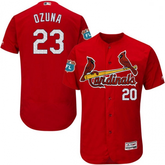 Mens Majestic St Louis Cardinals 23 Marcell Ozuna Red Alternate Flex Base Authentic Collection MLB J