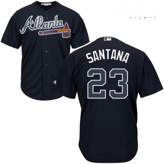 Mens Majestic Atlanta Braves 23 Danny Santana Replica Blue Alternate Road Cool Base MLB Jersey