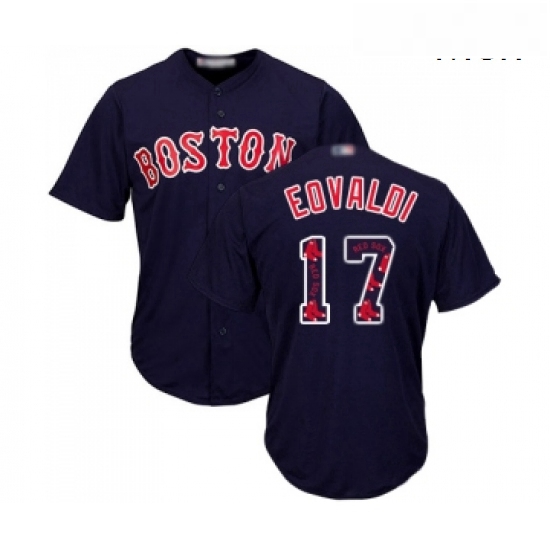 Mens Boston Red Sox 17 Nathan Eovaldi Authentic Navy Blue Team Logo Fashion Cool Base Baseball Jerse