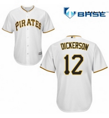 Mens Majestic Pittsburgh Pirates 12 Corey Dickerson Replica White Home Cool Base MLB Jersey