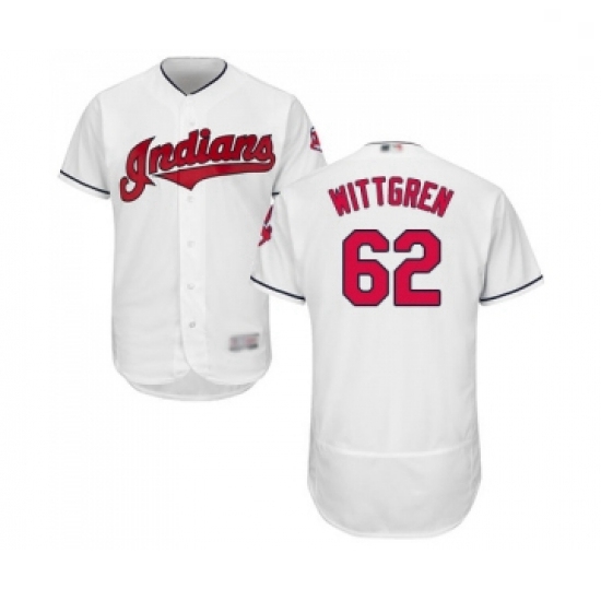 Mens Cleveland Indians 62 Nick Wittgren White Home Flex Base Authentic Collection Baseball Jersey