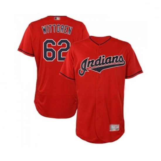 Mens Cleveland Indians 62 Nick Wittgren Scarlet Alternate Flex Base Authentic Collection Baseball Je