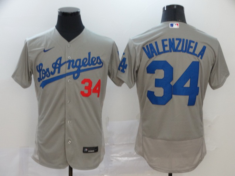 Dodgers 34 Fernando Valenzuela Gray 2020 Nike Flexbase Jersey