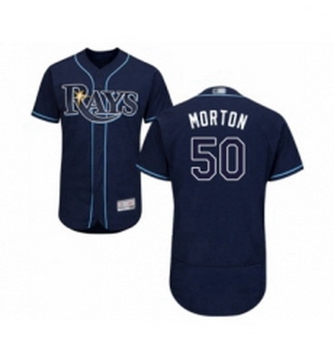 Mens Tampa Bay Rays 50 Charlie Morton Navy Blue Alternate Flex Base Authentic Collection Baseball Je