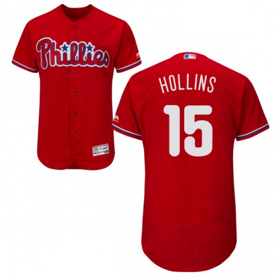 Mens Majestic Philadelphia Phillies 15 Dave Hollins Red Alternate Flex Base Authentic Collection MLB