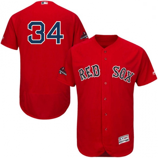 Mens Majestic Boston Red Sox 34 David Ortiz Red Alternate Flex Base Authentic Collection 2018 World 