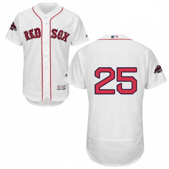 Mens Majestic Boston Red Sox 25 Steve Pearce White Home Flex Base Authentic Collection 2018 World Se