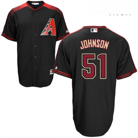 Mens Majestic Arizona Diamondbacks 51 Randy Johnson Authentic Black Alternate Home Cool Base MLB Jer