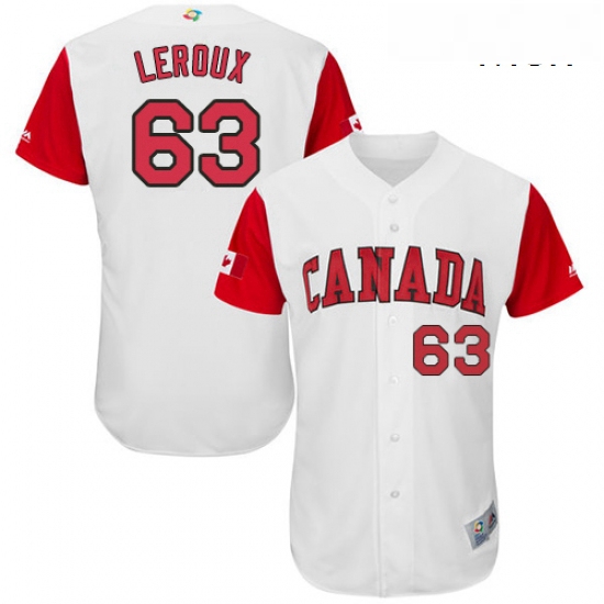 Mens Canada Baseball Majestic 63 Chris Leroux White 2017 World Baseball Classic Authentic Team Jerse