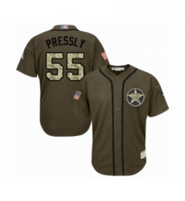 Youth Houston Astros 55 Ryan Pressly Authentic Green Salute to Service Baseball Jersey