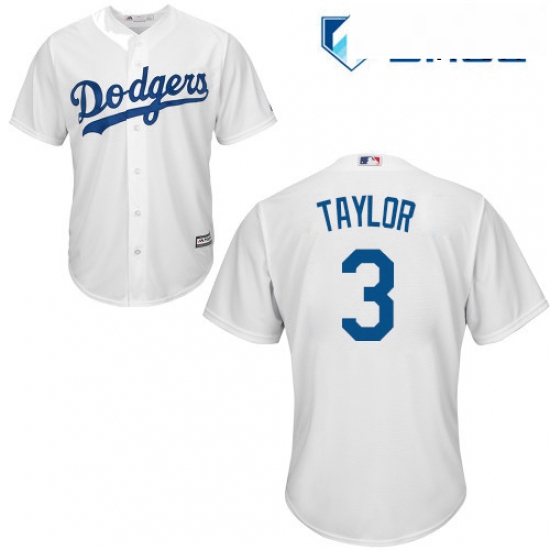 Mens Majestic Los Angeles Dodgers 3 Chris Taylor Replica White Home Cool Base MLB Jersey