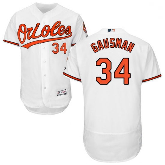 Mens Majestic Baltimore Orioles 34 Kevin Gausman White Home Flex Base Authentic Collection MLB Jerse