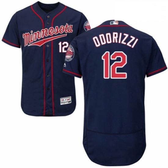 Mens Majestic Minnesota Twins 12 Jake Odorizzi Authentic Navy Blue Alternate Flex Base Authentic Col