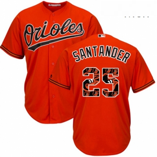 Mens Majestic Baltimore Orioles 25 Anthony Santander Authentic Orange Team Logo Fashion Cool Base ML