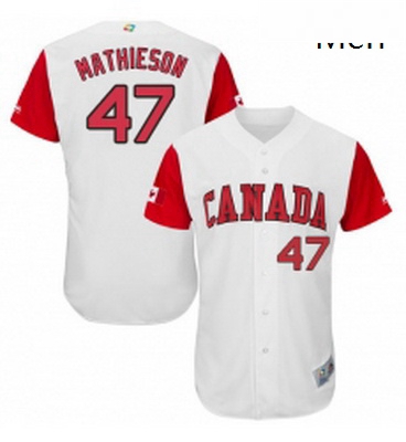 Mens Canada Baseball Majestic 47 Scott Mathieson White 2017 World Baseball Classic Authentic Team Je