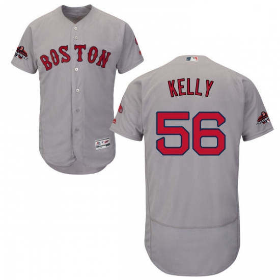 Mens Majestic Boston Red Sox 56 Joe Kelly Grey Road Flex Base Authentic Collection 2018 World Series