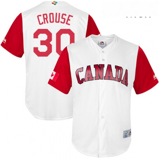 Mens Canada Baseball Majestic 30 Michael Crouse White 2017 World Baseball Classic Replica Team Jerse