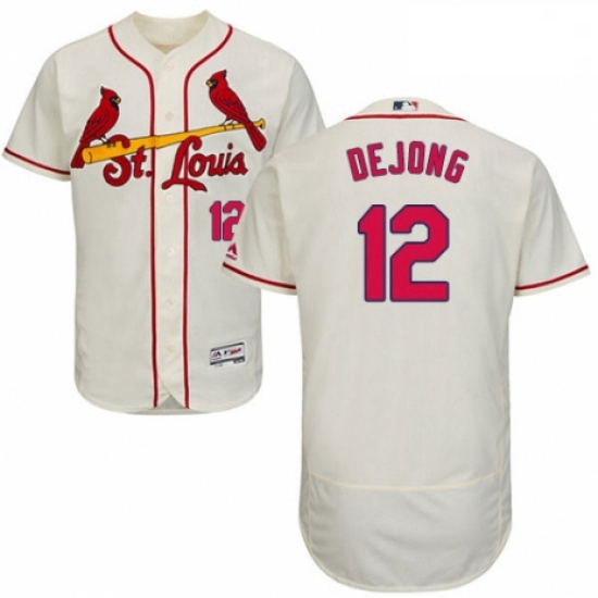 Mens Majestic St Louis Cardinals 12 Paul DeJong Cream Alternate Flex Base Authentic Collection MLB J