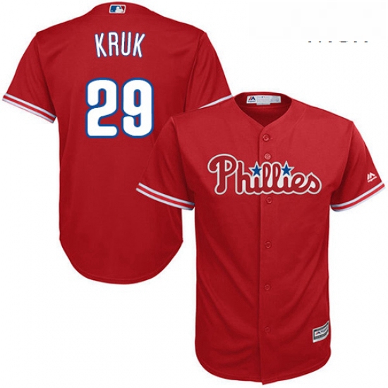 Mens Majestic Philadelphia Phillies 29 John Kruk Replica Red Alternate Cool Base MLB Jersey