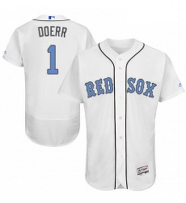 Mens Majestic Boston Red Sox 1 Bobby Doerr Authentic White 2016 Fathers Day Fashion Flex Base MLB Je