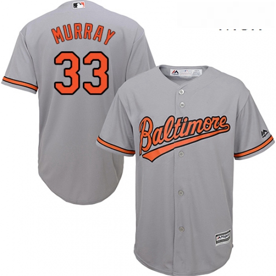 Mens Majestic Baltimore Orioles 33 Eddie Murray Replica Grey Road Cool Base MLB Jersey