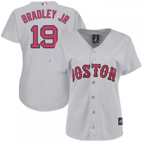 Womens Majestic Boston Red Sox 19 Jackie Bradley Jr Authentic Grey Road MLB Jersey