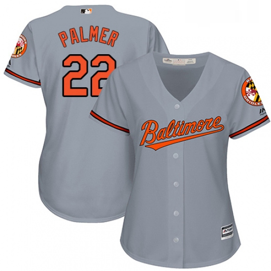 Womens Majestic Baltimore Orioles 22 Jim Palmer Replica Grey Road Cool Base MLB Jersey