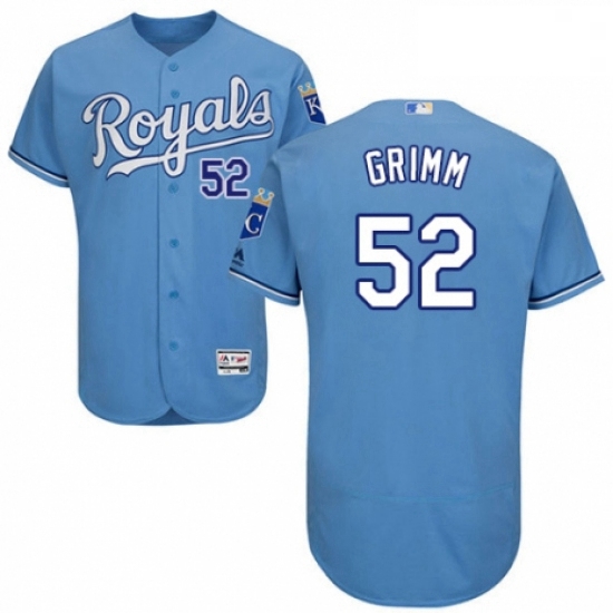 Mens Majestic Kansas City Royals 52 Justin Grimm Light Blue Alternate Flex Base Collection 2018 Worl