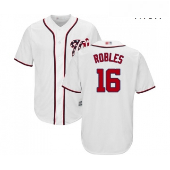 Mens Washington Nationals 16 Victor Robles Replica White Home Cool Base Baseball Jersey