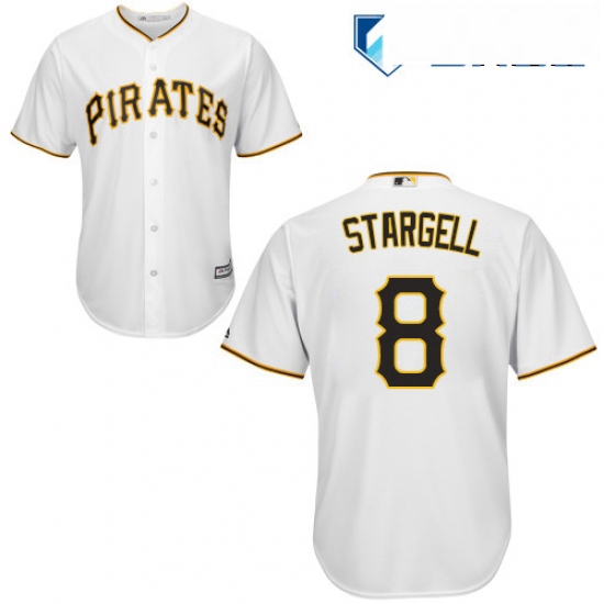 Mens Majestic Pittsburgh Pirates 8 Willie Stargell Replica White Home Cool Base MLB Jersey