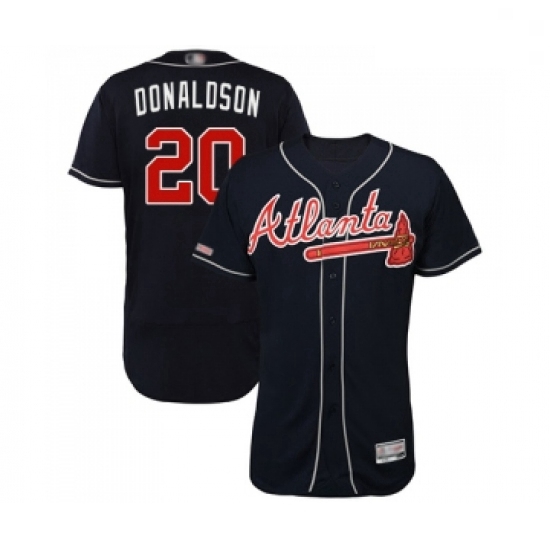 Mens Atlanta Braves 20 Josh Donaldson Navy Blue Alternate Flex Base Authentic Collection Baseball Je