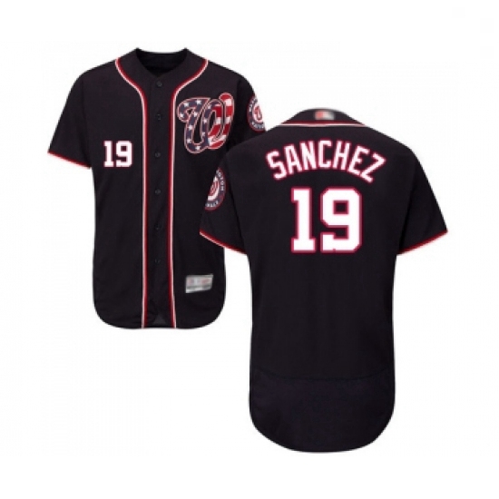 Mens Washington Nationals 19 Anibal Sanchez Navy Blue Alternate Flex Base Authentic Collection MLB J