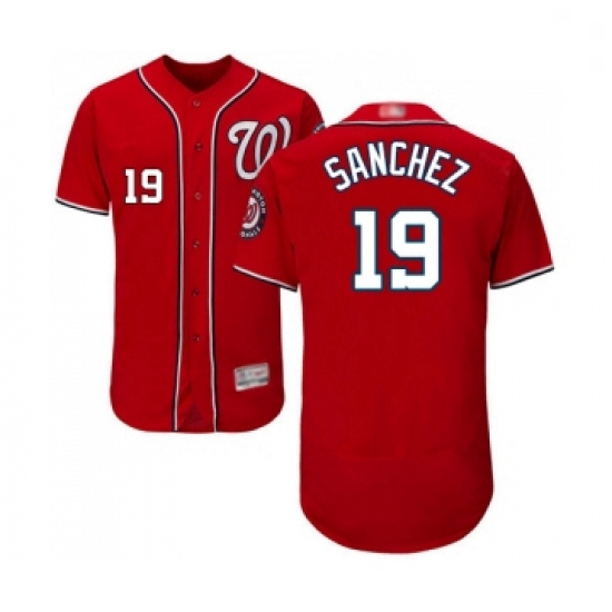 Mens Washington Nationals 19 Anibal Sanchez Red Alternate Flex Base Authentic Collection Baseball Je